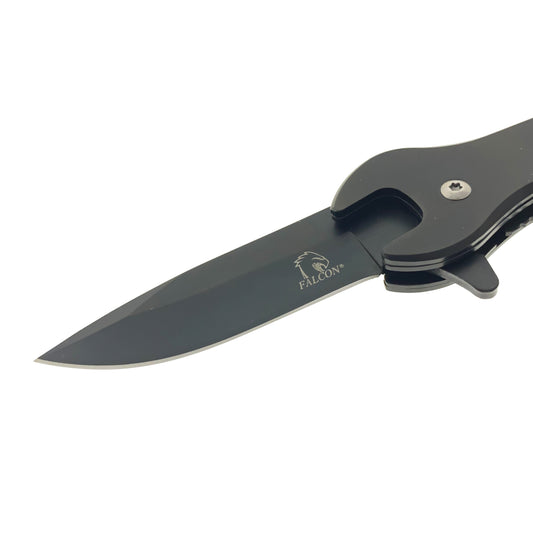 Falcon 7.75" Black Spring Assisted Knife with 12 mm Wrench Function