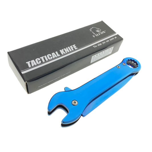 Falcon 7.75" Blue Spring Assisted Knife with 12 mm Wrench Function