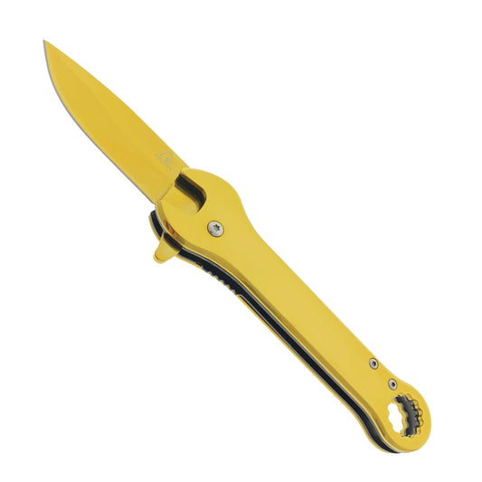 Falcon 7.75" Gold Spring Assisted Knife with 12 mm Wrench Function