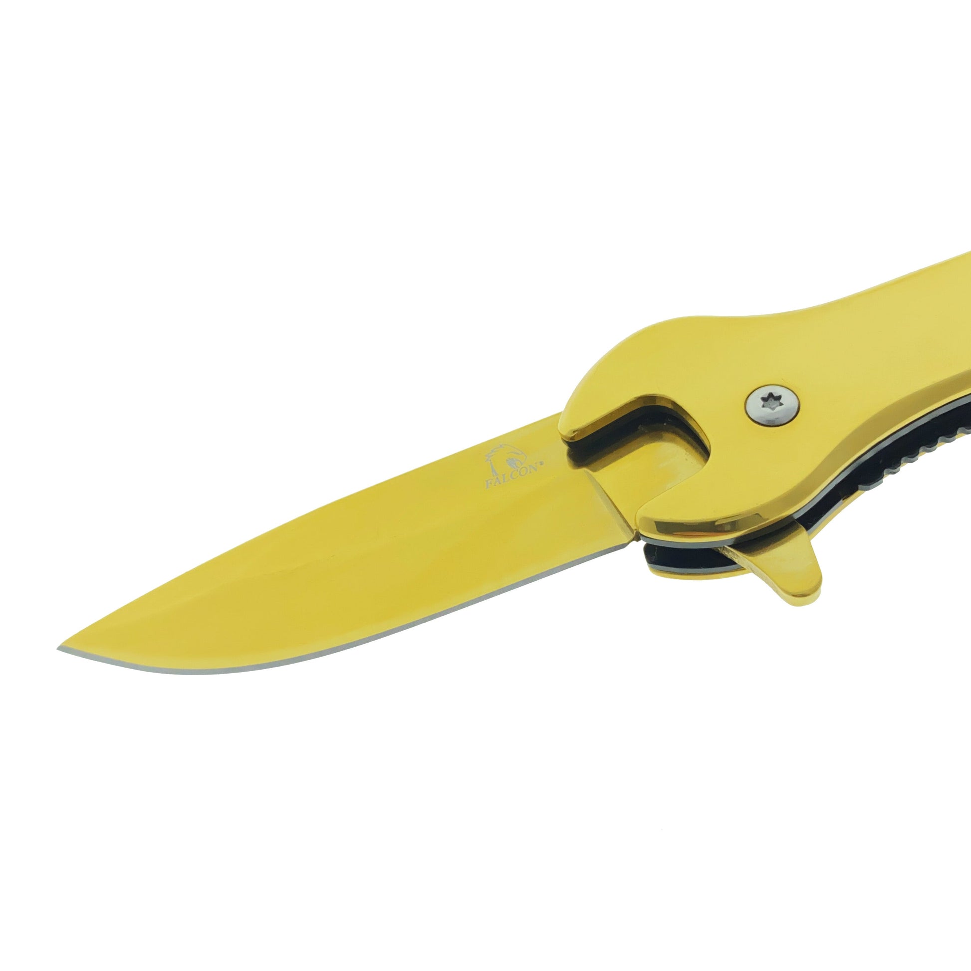 Falcon 7.75" Gold Spring Assisted Knife with 12 mm Wrench Function