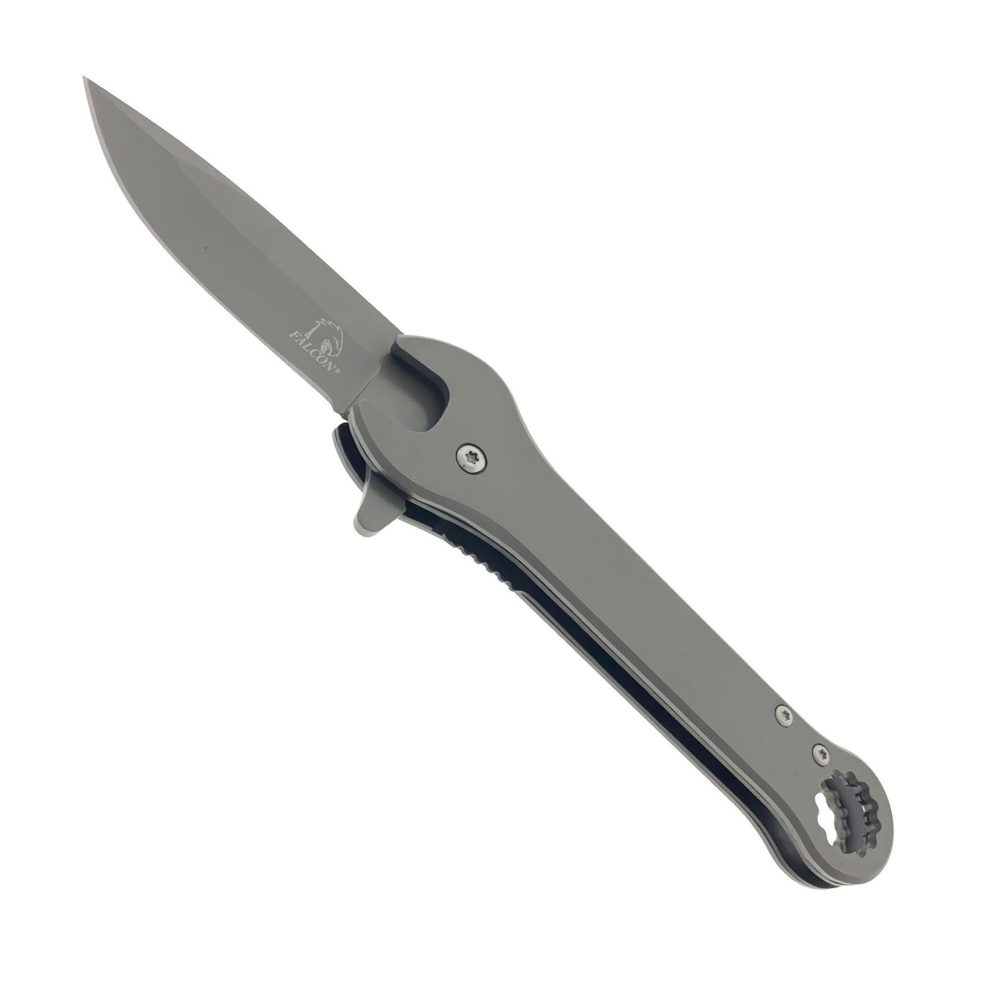 Falcon 7.75" Gray Spring Assisted Knife with 12 mm Wrench Function