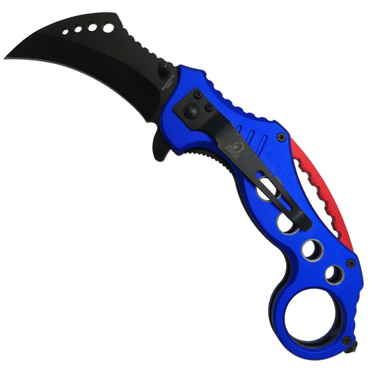 Falcon 7 1/2" Overall Blue and Red Blade Folding Knife