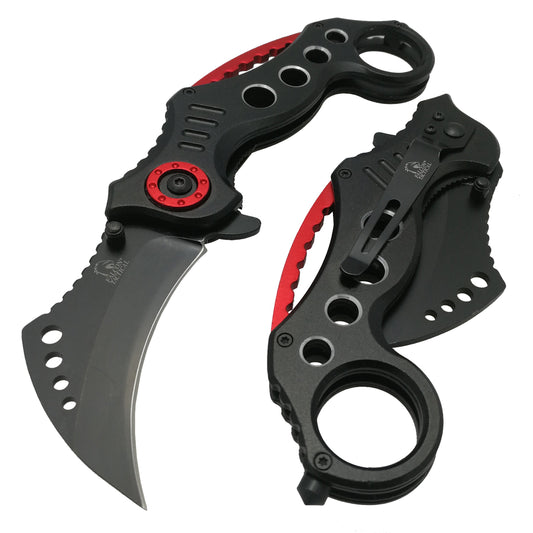 Falcon 7 1/2" Overall Black and Red Folding Knife