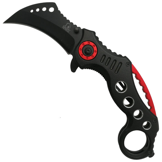 Falcon 7 1/2" Overall Black and Red Folding Knife