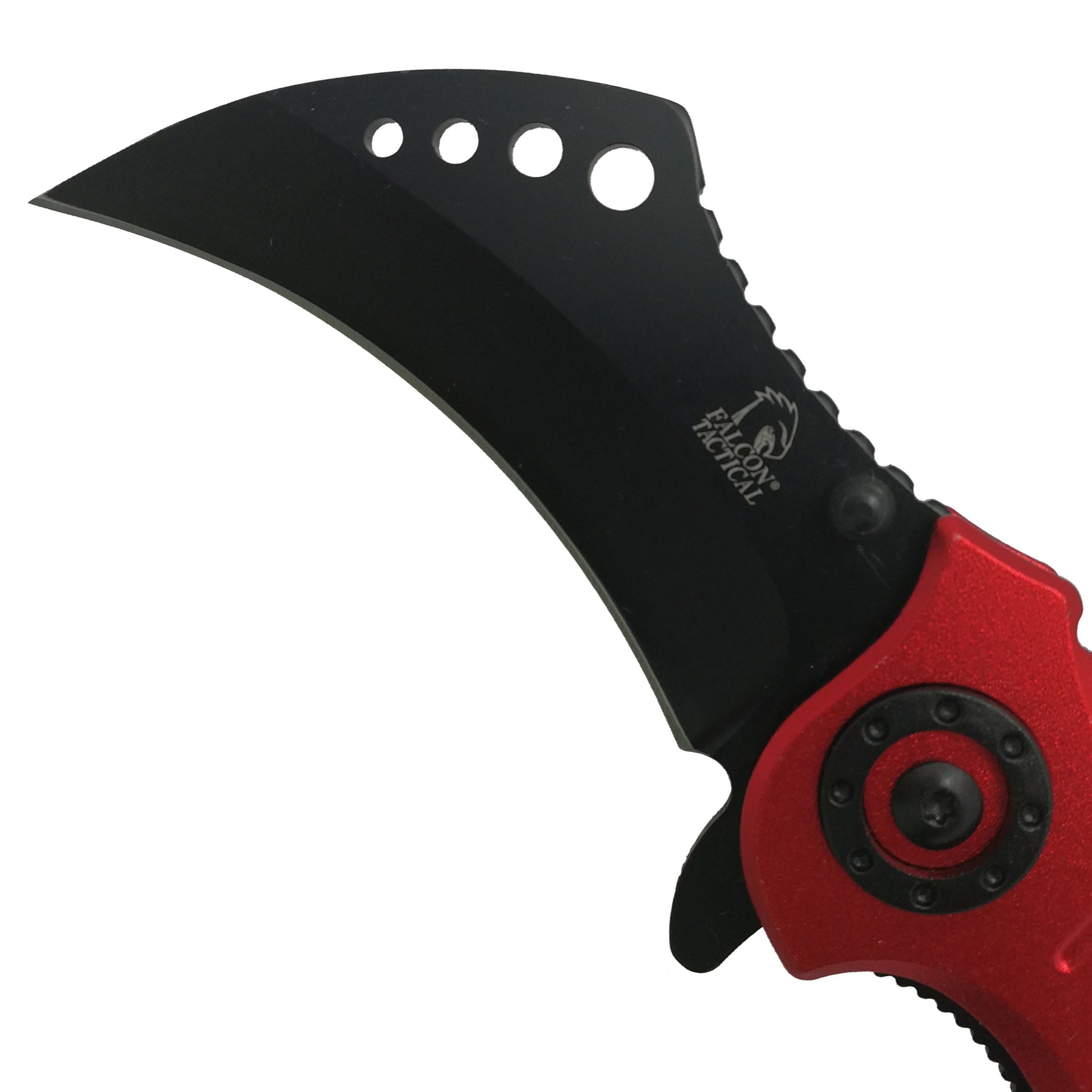 Falcon 7 1/2" Overall Red Handle Folding Knife