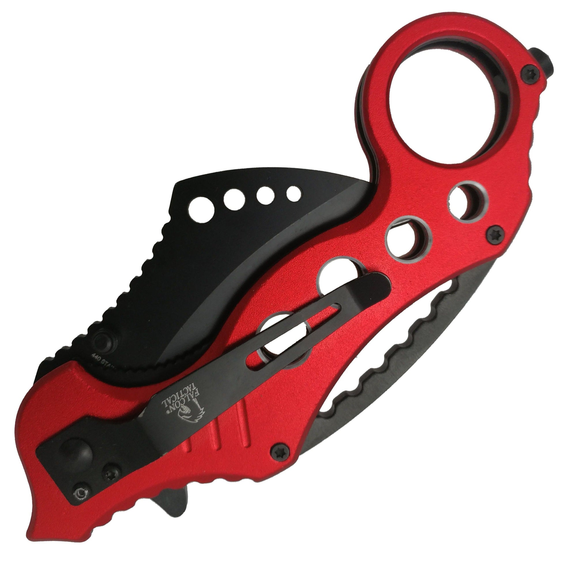 Falcon 7 1/2" Overall Red Handle Folding Knife