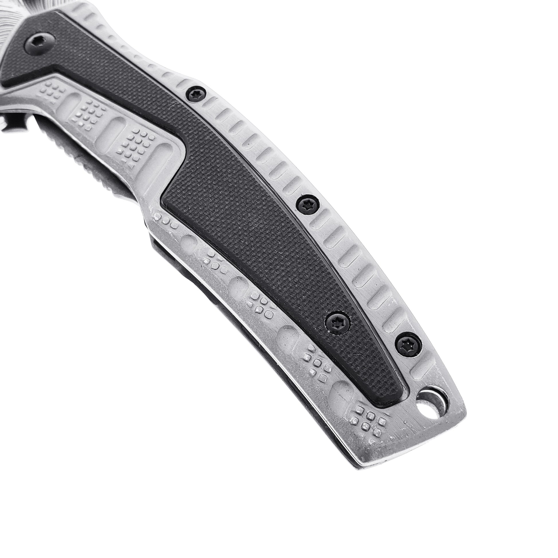 Falcon 8.5" Gray Spring Assisted Pocket Knife Engraved Blade