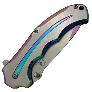 Falcon 7 3/4 Two Tones Silver & Rainbow Metal Handle