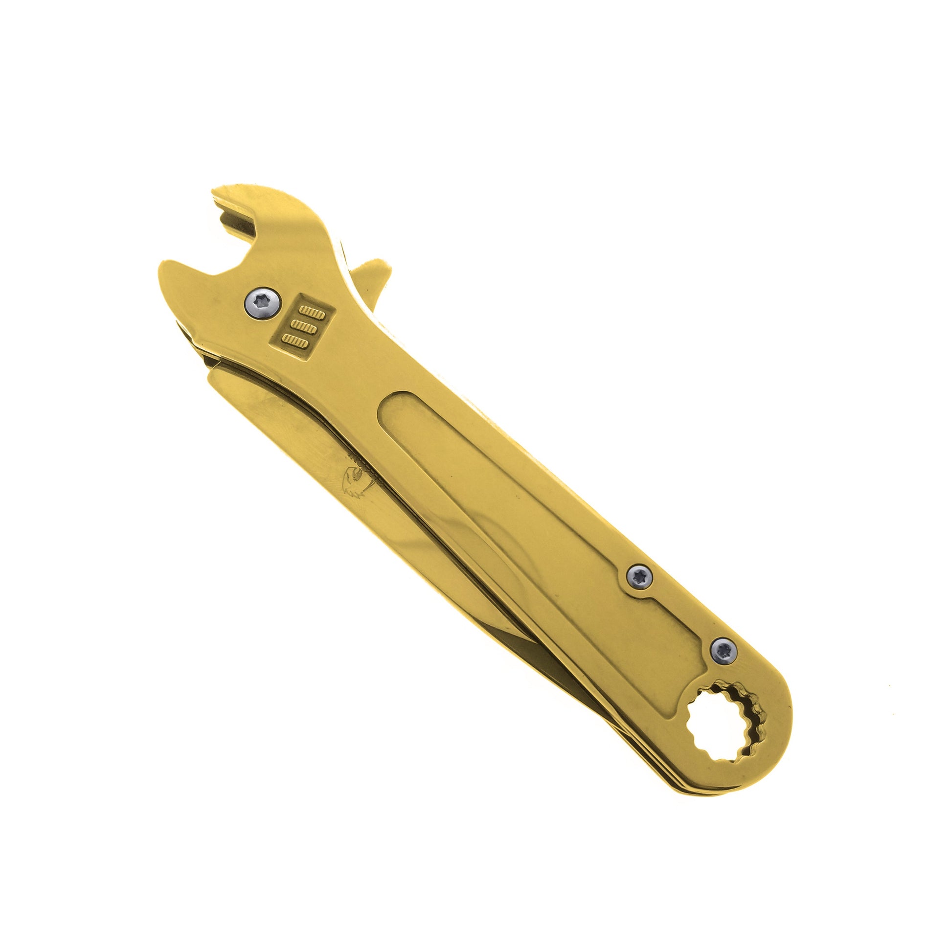 Falcon 5" Gold Adjustable Wrench Handle Spring Assisted Knife