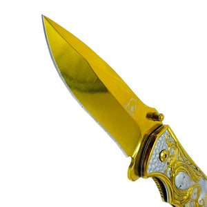 Falcon 8 1/4” Spring Assisted Knife w Gold 3D Mermaid