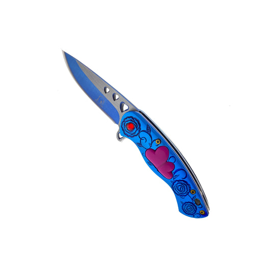 Falcon 7" Overall in Length Blue Handle w/ Pink Heart