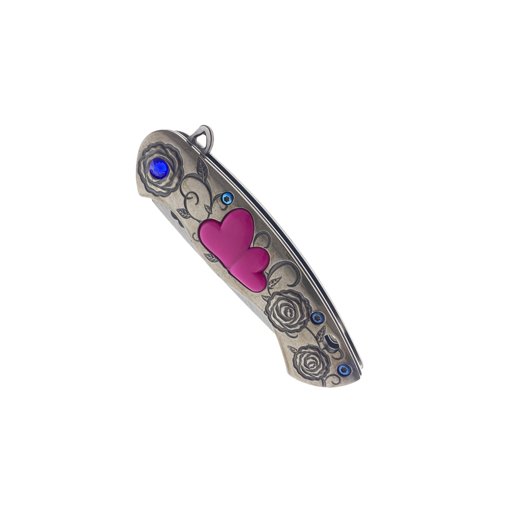 Falcon 7" Overall in Length Gray Handle w/ Pink Heart