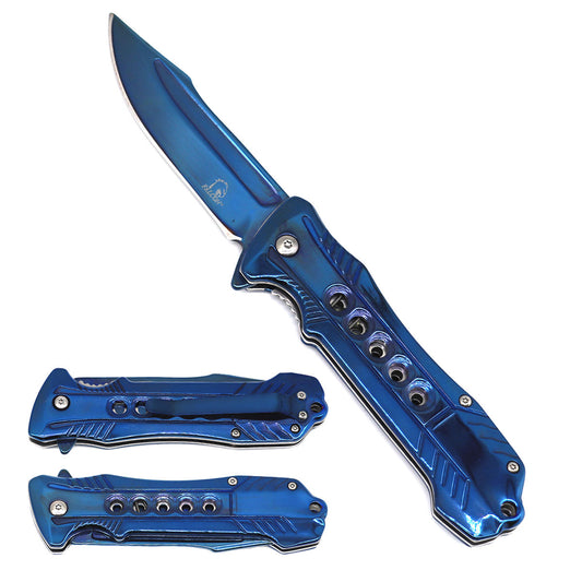 Falcon 7.75" Overall Semi-Automatic Blue Spring Assisted Knife