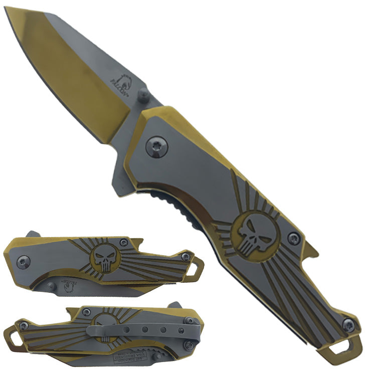 Falcon 7.5" Gold Spring Assisted Pocket Knife