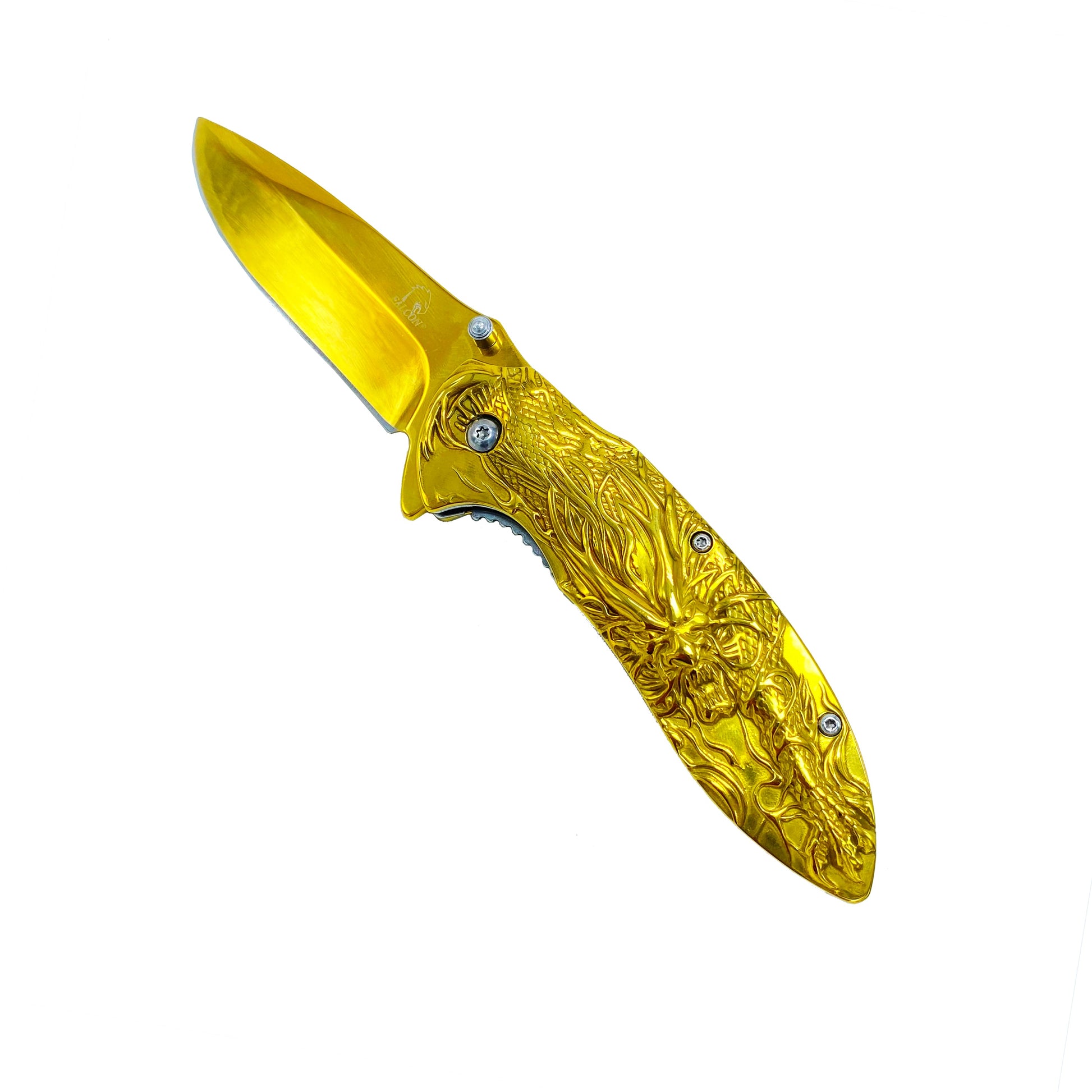 3" Gold Titanium Blade 4.75" Gold Steel Handle