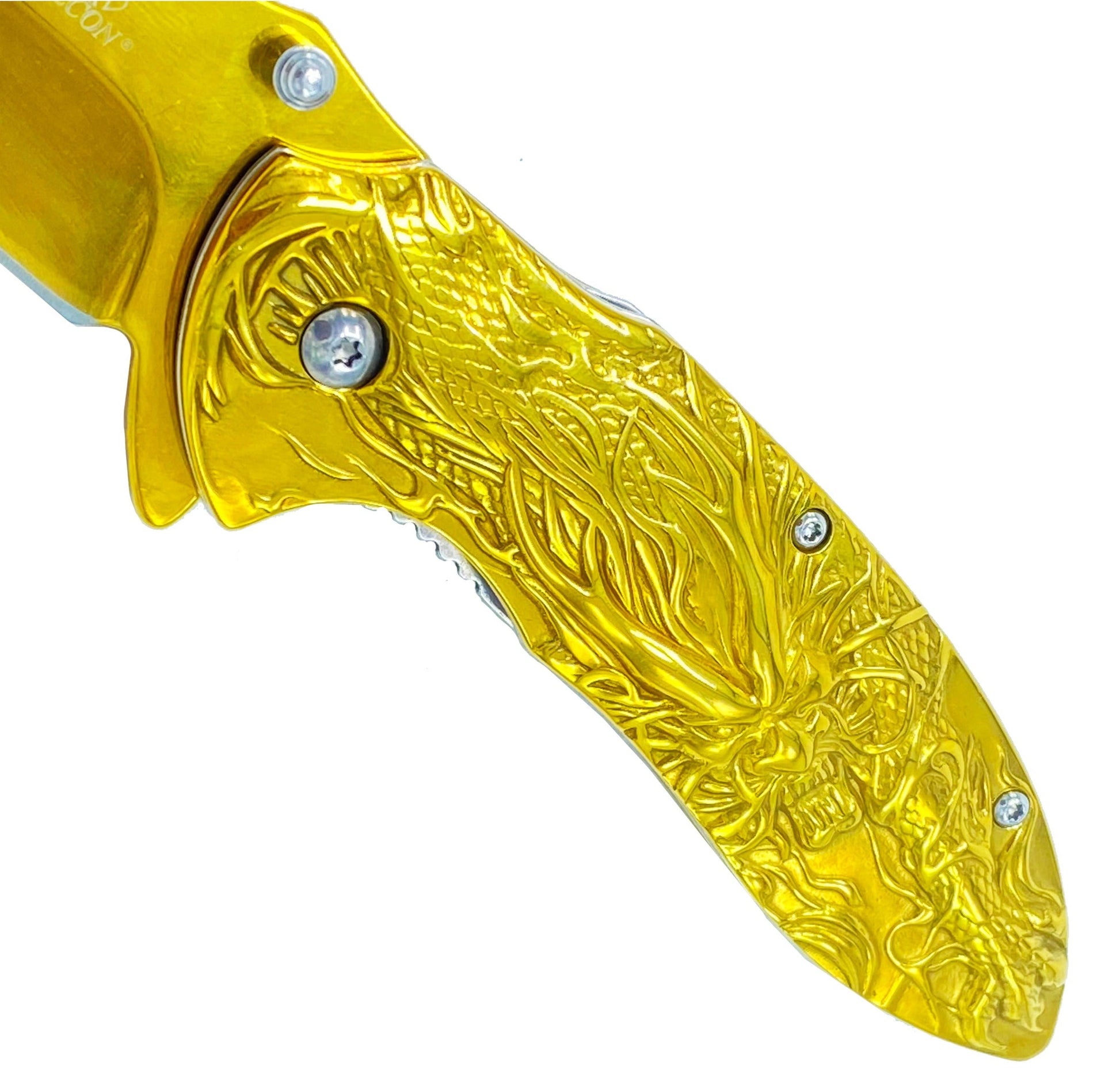 3" Gold Titanium Blade 4.75" Gold Steel Handle