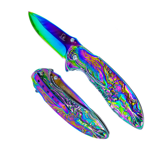 3" Rainbow Titanium Blade & 4.75" Rainbow Steel Handle