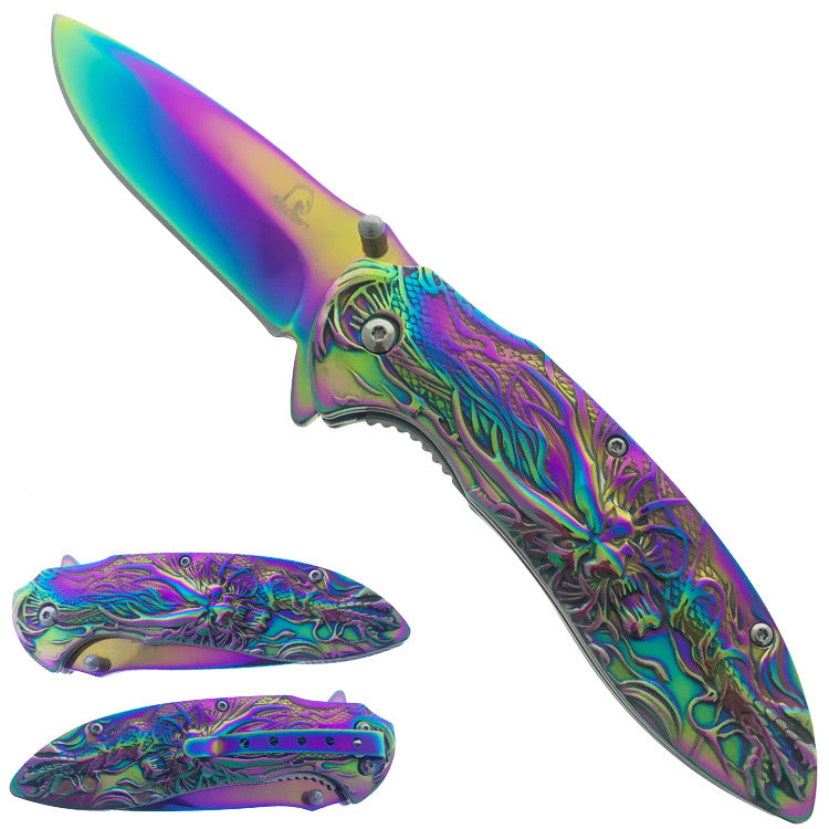 3" Rainbow Titanium Blade & 4.75" Rainbow Steel Handle