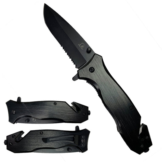 Falcon 7.5" Black Spring Assisted Pocket Knife