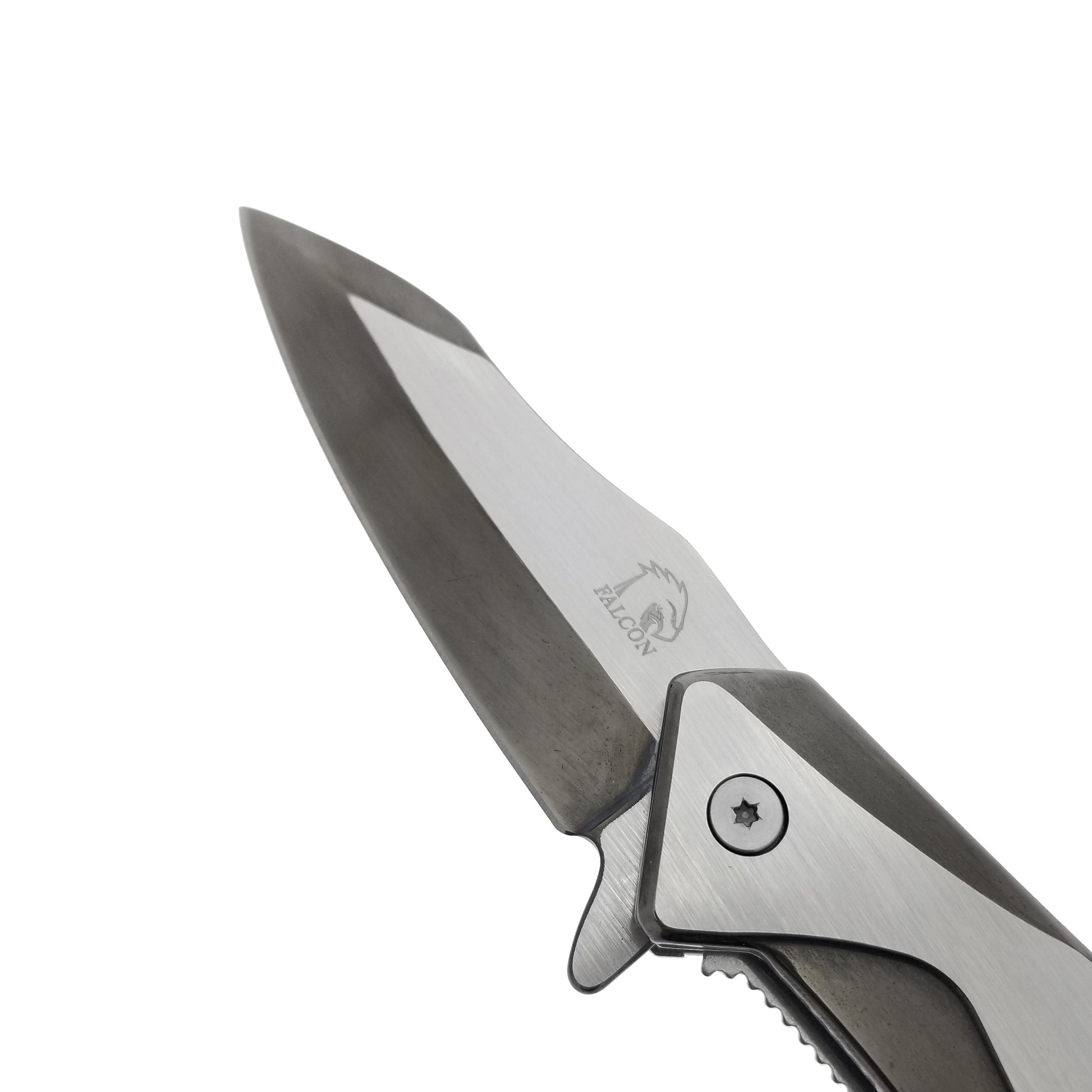 Falcon 8" Black and Silver Spring Assisted Pocket Knife