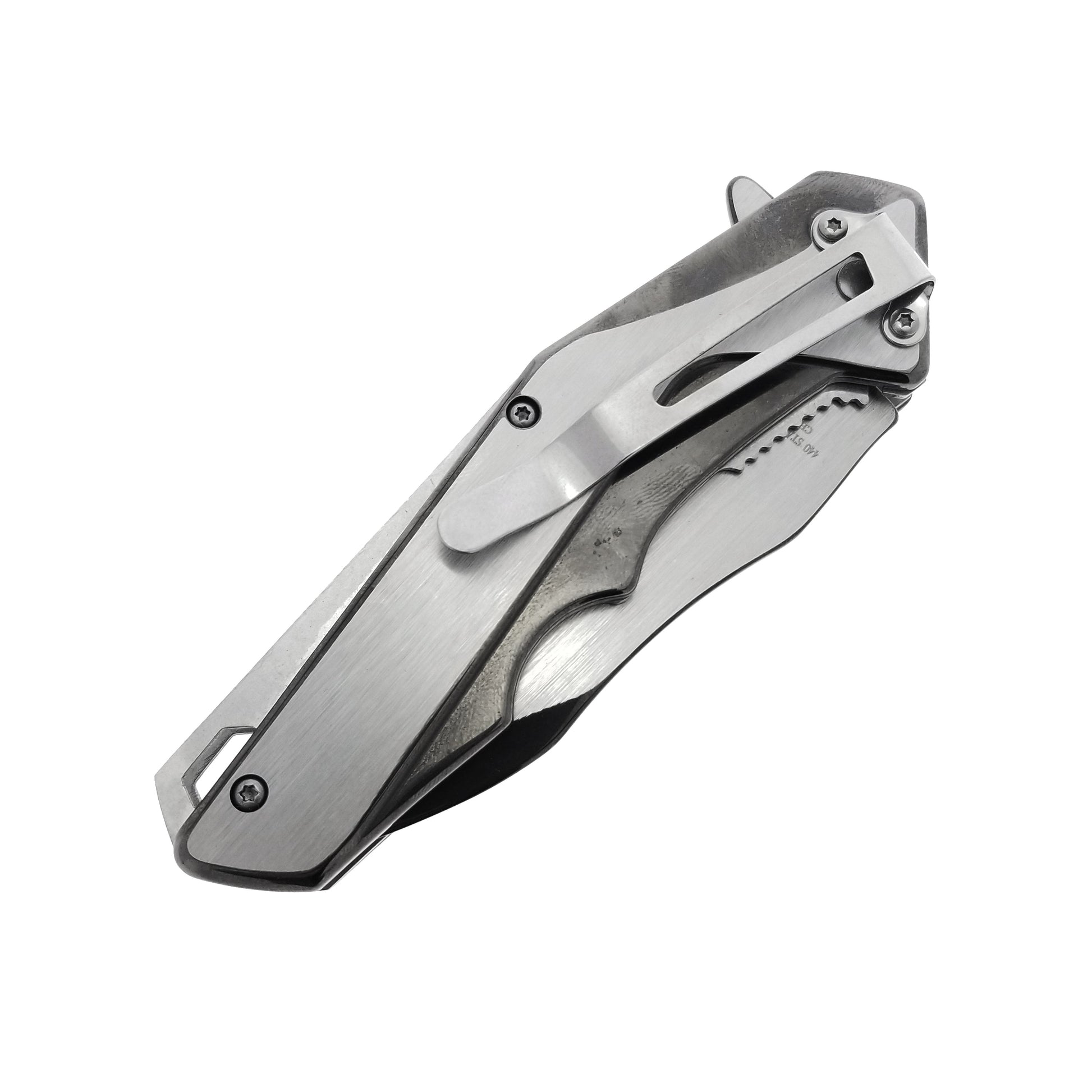 Falcon 8" Black and Silver Spring Assisted Pocket Knife