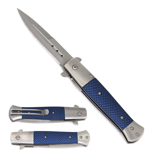 8" Stiletto Blue Spring Assist Knife