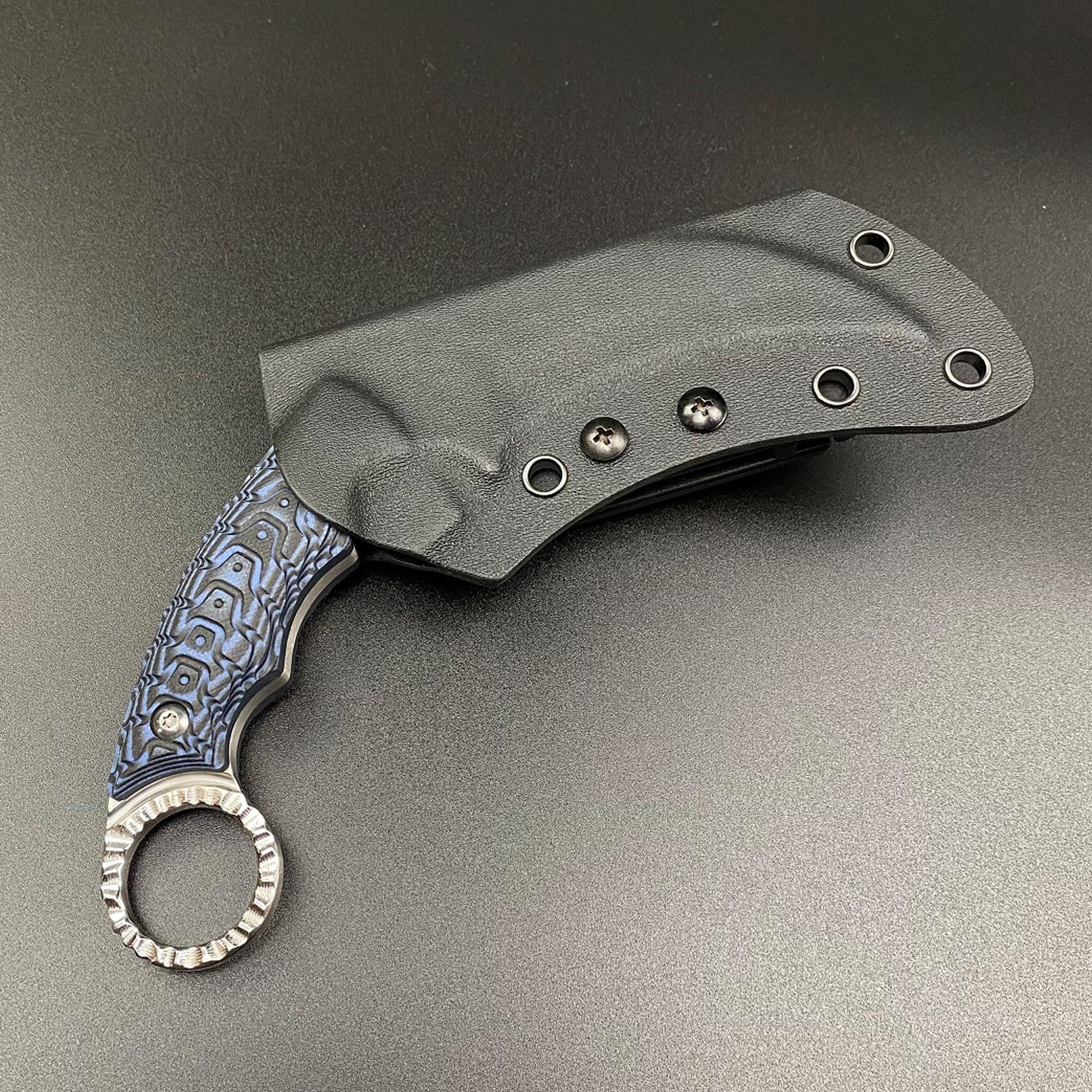 Falcon 12" Tactical Knife Blue Damascus Handle