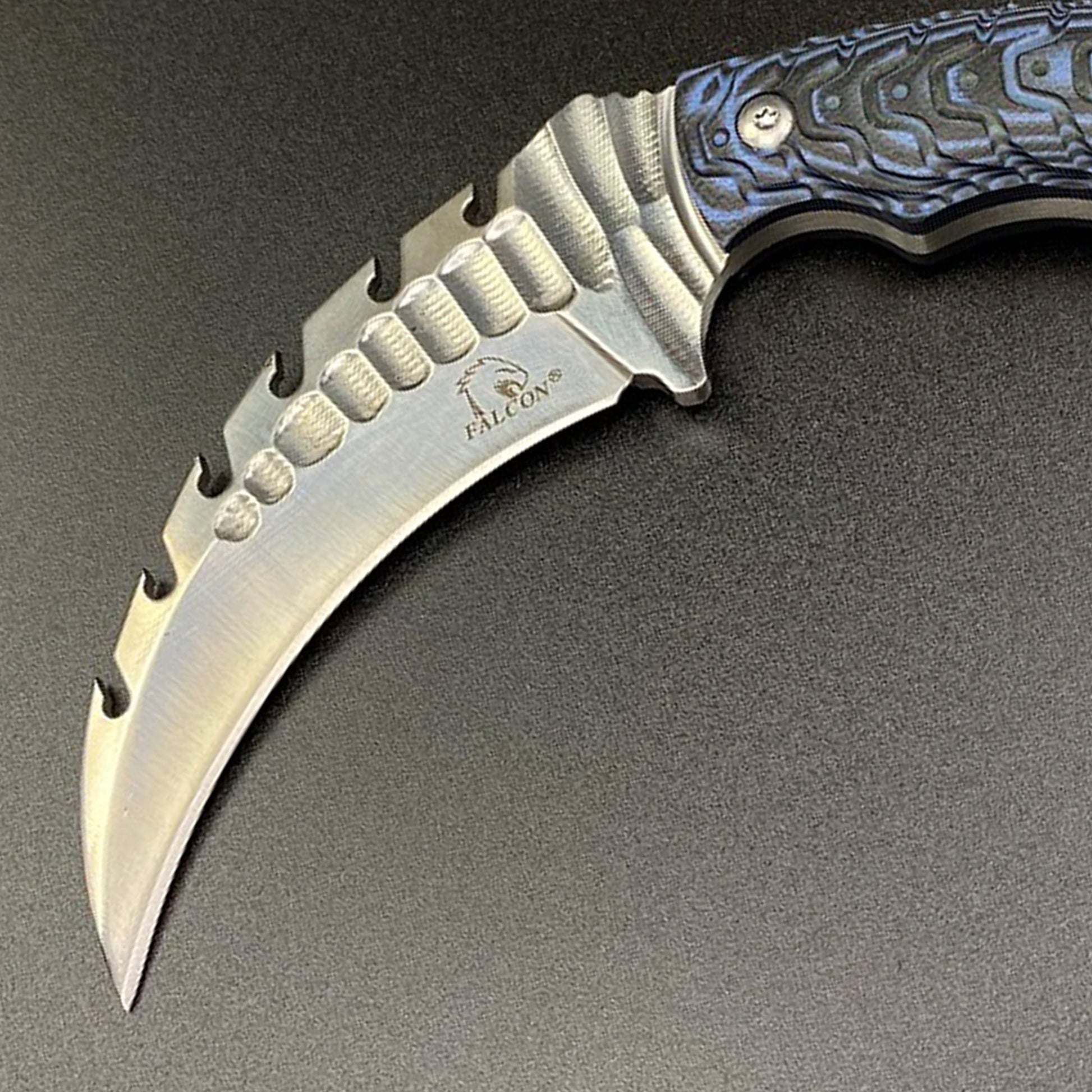 Falcon 12" Tactical Knife Blue Damascus Handle