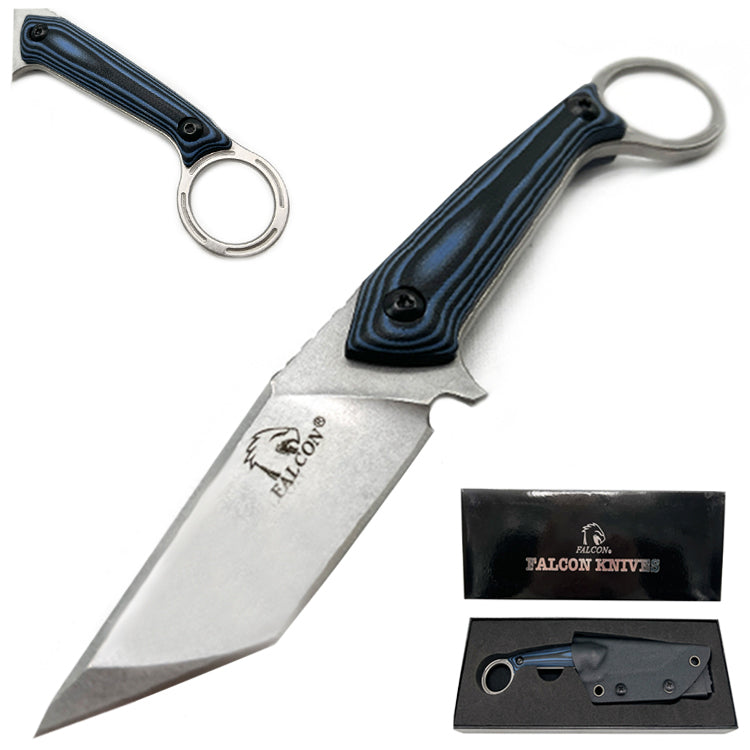 Falcon  7" Tactical Knife 2 3/4 Blade Blue Handle