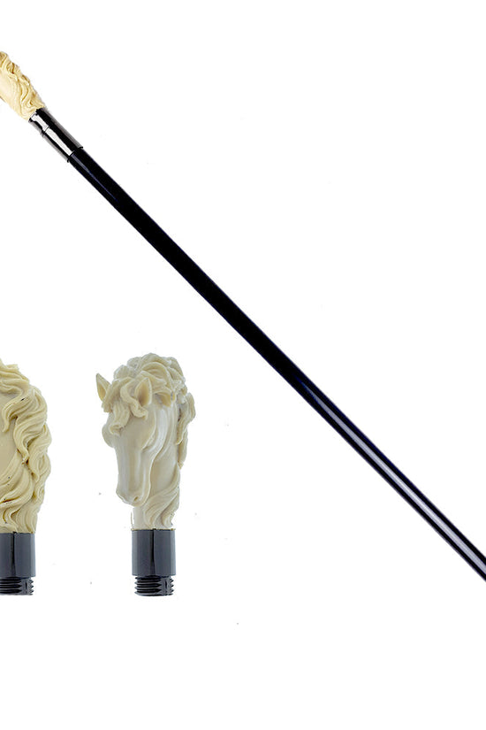 White horse walking cane (silver)