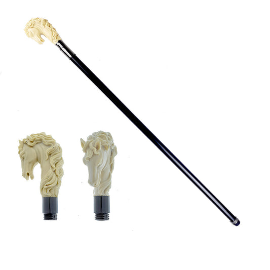 White horse walking cane (silver)