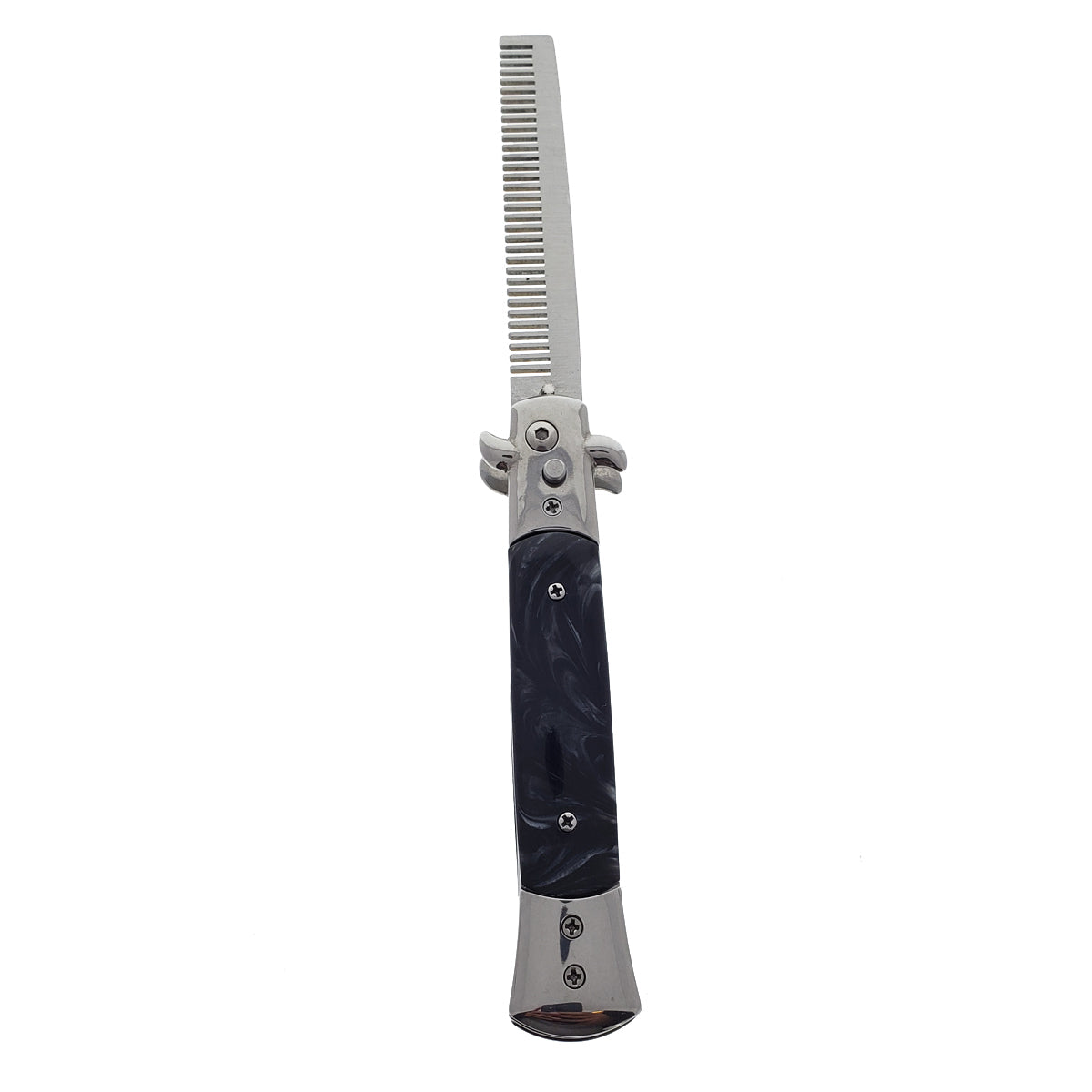 9 1/2" Button Press Blade Comb Faux Black Marble