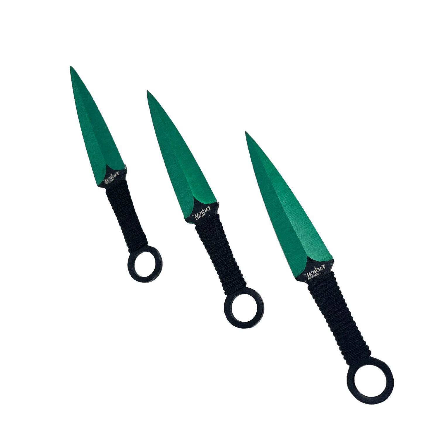 Tactical Master 27-inch full length knife, 3MM Green titanium blade, Black tie rope, 3PCS 6.5-inch Green titanium dart, Black nylon sleeve