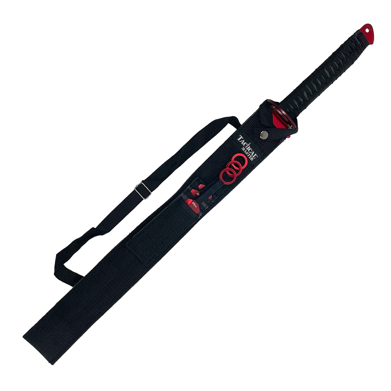 Tactical Master 26" Red Machete w/3 Pcs throwing Knives