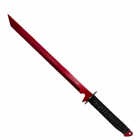 Tactical Master 26" Red Machete w/3 Pcs throwing Knives