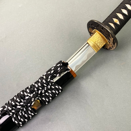 Musashi Gold Series 42" Hand forged "Flower" 1095 Katana Black