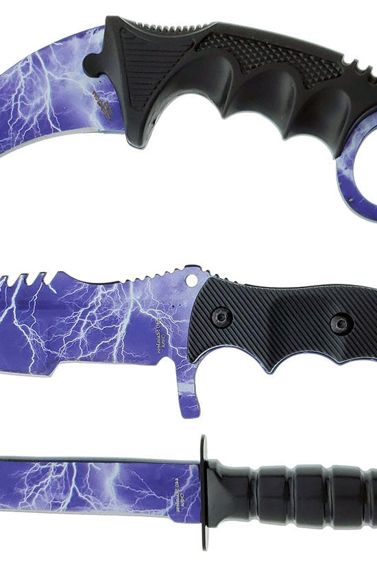 Falcon 3 PCS Blue Thunder Set Tactical Fixed Blade Knives with unique designs and ergonomic handles