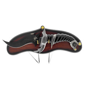 Fantasy Edge Spider Dagger Decorative Dagger with Intricate Spider Web Design and Wooden Display Stand