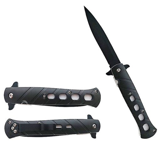 Falcon 9" Black and Silver Spring Assisted Pocket Knife