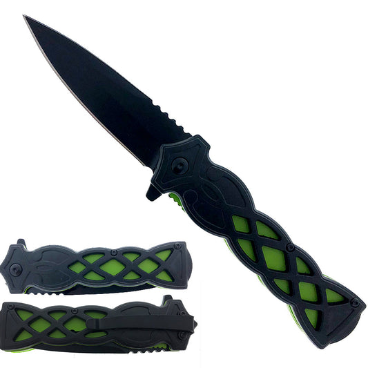 Falcon 8.25" Overall Green Semi-Automatic Folding Knife