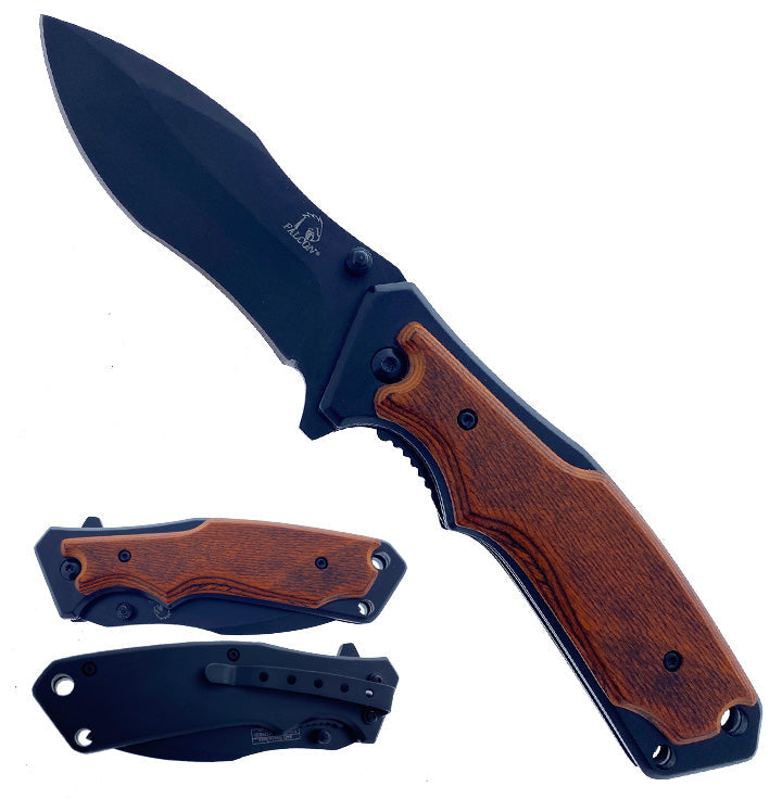 Falcon 8" Spring Assisted Knife Wood Handle