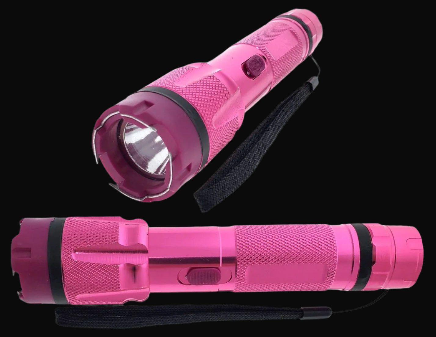 Guild Arms pink stun gun flashlight with textured grip and wrist strap for personal safety