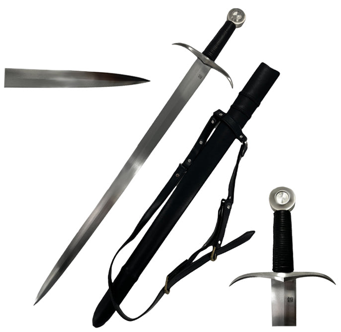 35" Hand Forged Medieval Sword w/ Leather Strips