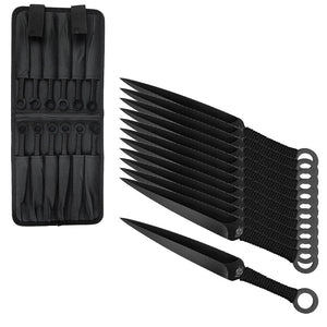 Target Master Ninja Throwing Kunai 12 PCS Set with durable black blades and carrying case for easy transport